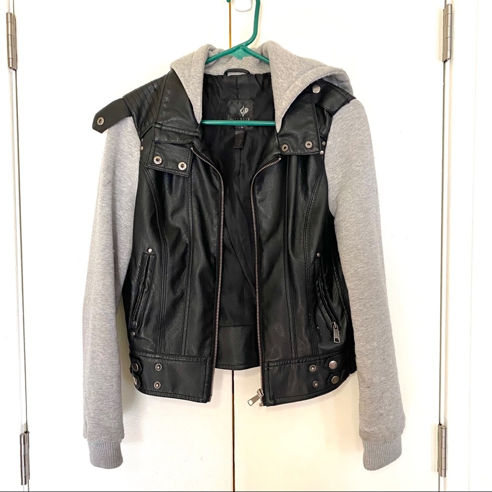 Leather Jacket w/Sweatshirt sleeves